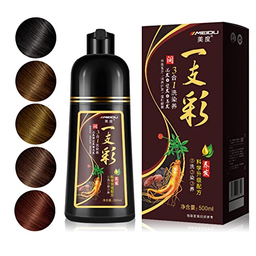 Shampoo de cor de 500 ml de 500 ml para homens e mulheres | Fórmula de ervas, shampoo de corante de 3 em 1