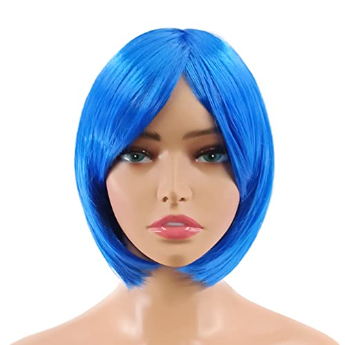 Port & Lotus Blue Bob peruca peruca de cosplay com franjas curtas perucas para mulheres perucas sintéticas