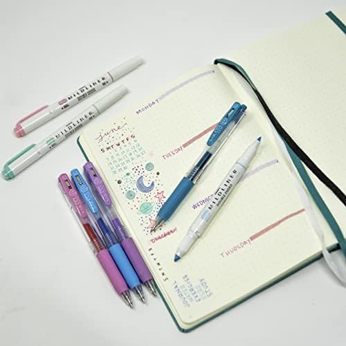 Conjunto de diário de caneta Zebra, inclui 7 Highlighters Mildliner e 7 canetas de tinta de gel retrátil de clipe