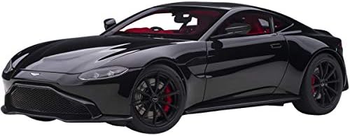 2019 Aston Martin Vantage Rhd Jet Black com Interior vermelho 1/18 Carro modelo por Autoart 70275