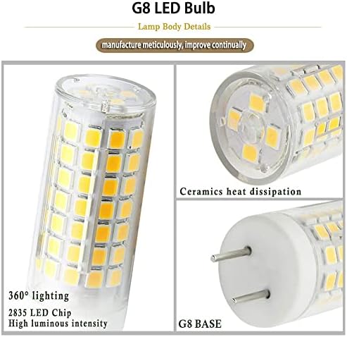 Lâmpadas LED G8 diminuem 7W equivalente à lâmpada de halogênio G8 70W-75W, T4 JCD Base G8 Bi-Pin G8, AC 120V G8