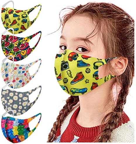5pcs Kids Ploth Face Face bandana lavável e reutilizável Proteção de rosto para crianças meninas meninas