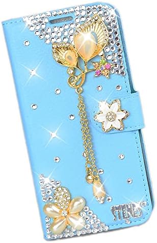 Caixa da carteira de cristal de arte de fada compatível com iPhone 14 - Pingente de flores de