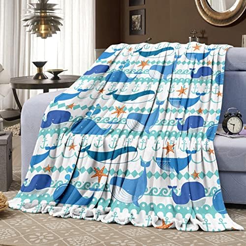 Cobertor de baleia biapiana, cobertor de baleia bebê para meninos meninas, cobertor de lã quente