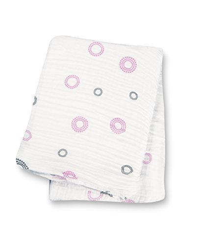 Lulujo Baby Cotton Muslin Silky Soft Swaddldling, círculos rosa, 47 x 47 polegadas