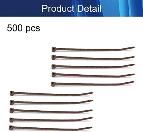 Juvielich 500pcs Cable Zip Ties pesados ​​marrom-bloqueio de nylon auto-bloqueio de nylon envoltório para