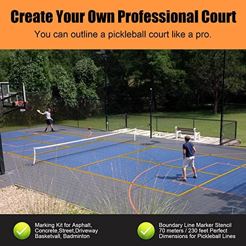 Heloia Pickleball Court Kit Anti Slip Fita para asfalto ou concreto, para tênis, badminton, piso de academia,