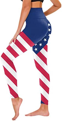 4 de julho Alta cintura perneiras para mulheres bandeira dos EUA Running Leggings Ultra Mold