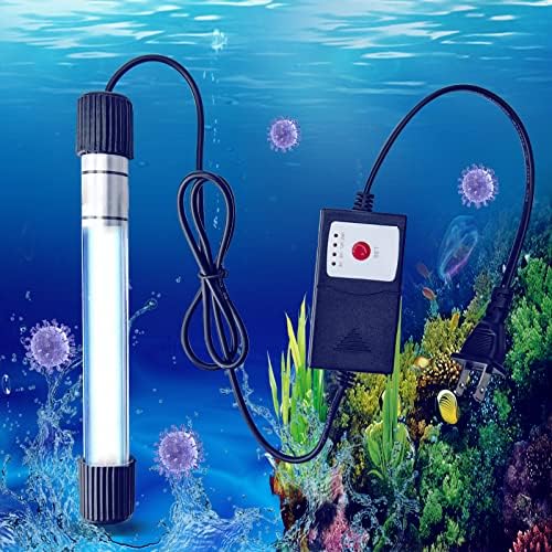110V Algas de aquário 110v Bloom Luz limpa para tanques de peixes, lâmpada à prova d'água submersa com timer, filtro