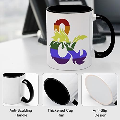 Dragons orgulho gay bandeira arco -íris caneca cerâmica Creative Black Inside Coffee Cup Handal Handal