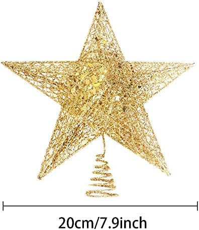 Topper Golden Christmas Tree, Maracol 7,8 polegadas iluminadas de Natal Treetop Glitter Star