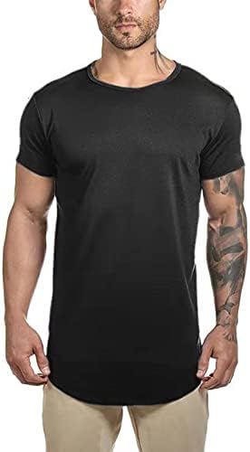 Camisas longas de Letaotao para homens camisetas de hip hop longline ginástica hipster t camisetas