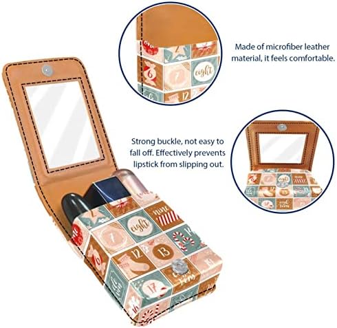 Modelo de calendário do advento em forma de Natal Cague de batom de maquiagem com espelho para bolsa | Bolsa