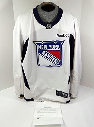 O jogo do New York Rangers usou White Practice Jersey Reebok NHL 58 DP29914 - Jogo usado NHL Jerseys