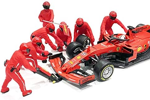 Fórmula 1 F1 Pit Crew 7 Figurine Set Team Red para modelos de escala de 1/18 da American Diorama 76550
