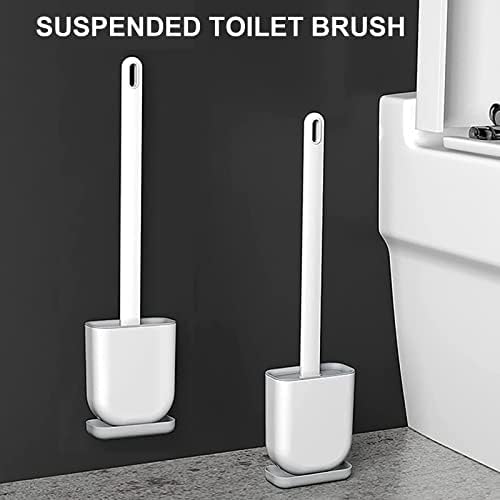 Srhimeos Brush de silicone, escova de vaso sanitário e suporte de suporte, vaso sanitário com silicone cerdas