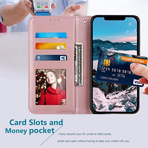 Jancalm para iPhone 13 Mini Wallet Case, [pulseira] [titular de cartão/slots de dinheiro] [Kickstand]