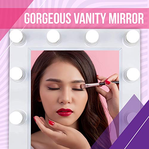 Ver Beauty Professional Hollywood Mirror para mesa de maquiagem com 10 luzes LED, tamanho grande, fosco