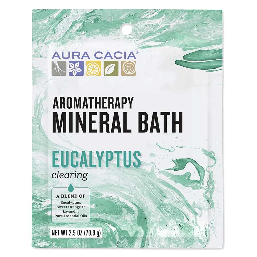 Aura Cacia Aromaterapia Mineral Bath, limpando eucalipto, pacote de 2,5 onças
