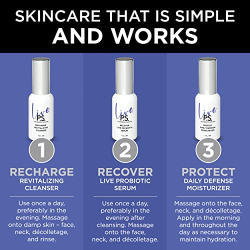 P.S. ao vivo Kit de 3 etapas - Skincare de Skincare Live Probiótico - Regime de Balanceamento Abrangente