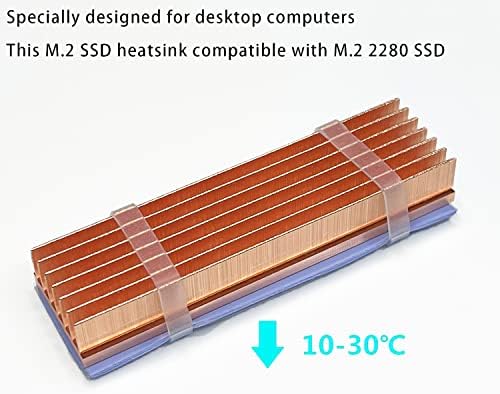 Awxlumv M.2 Registro de calor NVME SSD SSD Coletor 7 barbatanas com bloco de silicone térmico
