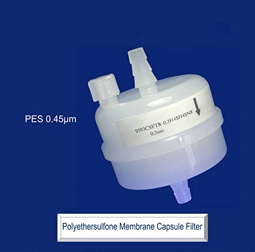 Filtro de cápsula da membrana de poliethersulfona - 0,2 μm ， 1/4 -3/8 de entrada e saída barb ， 60 psi pressão máxima