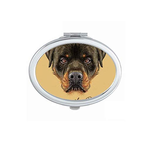Black Ferocious Rottweiler Dog Pet Animal Mirror Portátil dobra maquiagem de mão dupla de óculos laterais