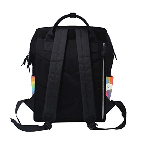 Backpack de mamãe para bebês para cuidados com bebês, arco-íris e nuvem fofa elegante e elegante fúria transmissora
