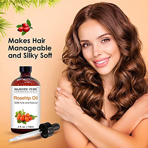 Majestic Pure Roseiph Oil e Argan Oil Bundle - para rosto, unhas, cabelos e pele - puro e natural,