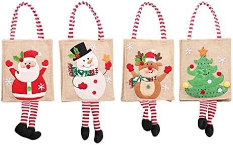 Mysgyh yangping- 4pcs/conjunto de embalagens bordadas bolsa de doces Merry christma linho bonito