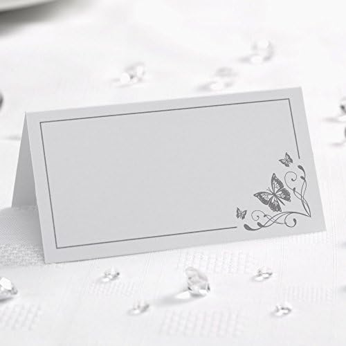 Neviti Cartões elegantes de Butterfly Plac, prata, pacote de 50