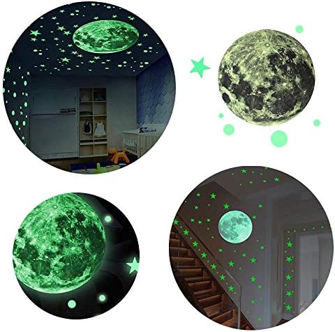 Yejahy ​​435 PCs estrelas luminosas adesivos da lua brilham nos adesivos escuros e fluorescentes de parede