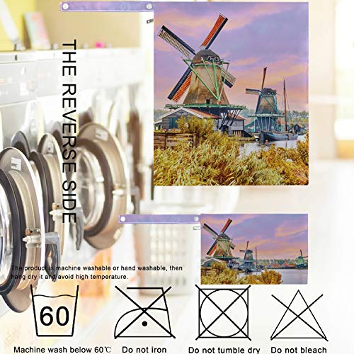 Visesunny Windmills Os subúrbios de Amsterdã 2pcs bolsa molhada com bolsos com zíper lavavelmente espaçosos reutilizáveis