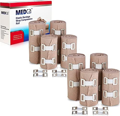 Elastic Compression Bandage Wrap - Qualidade premium com ganchos, rolos de fita de suporte esportivo atlético