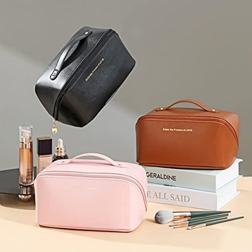 Bolsa de maquiagem portátil de Le Futur, abre bolsa de beleza plana para cosméticos higiênicos lápis à prova