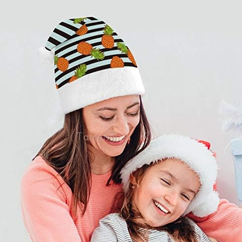 Chapéu de Papai Noel de Natal, Pineapple Stripe de Natal Chapéu de férias para adultos, Hats de Natal Unisex