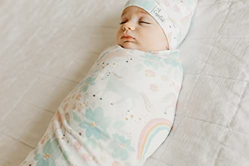 Pérola de cobre grande malha premium bebê swaddle recebendo manta unicórnios caprichosos