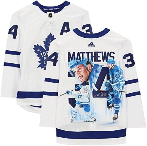AUSTON MATTHEWS Toronto Maple Leafs Autografou White Adidas Jersey Authentic Jersey Paintada por