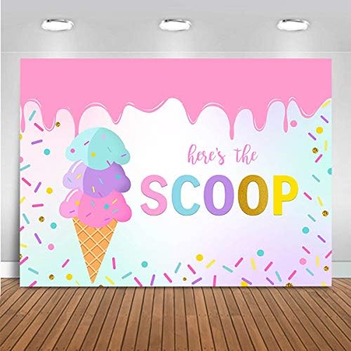Mocsicka Scere Cream Shop Beddrop Ice Cream Girl's Princess Feliz Aniversário Banner Banner Vinil