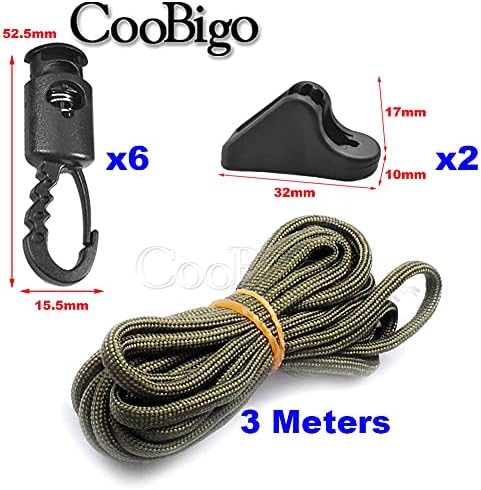 1set Outdoor Campsite Storage Corda de camping corda de cordão com 6 barra de trava de cabos de trava