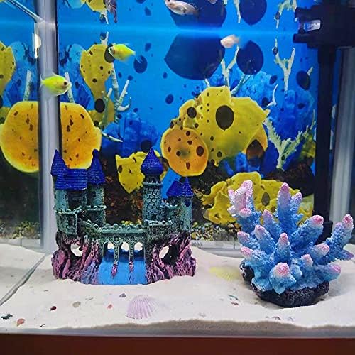 Ornamento de aquário BCSIUHD - Decorações de castelo de resina, acessórios de suprimentos de tanques de peixe, ornamento de aquário de tanques de peixes ecológico, castelos mágicos míticos