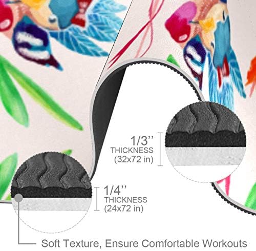 Leveis Yoga Mat Floral Pattern com pássaro fofo de espessura sem escorregamento Tapetes de exercícios