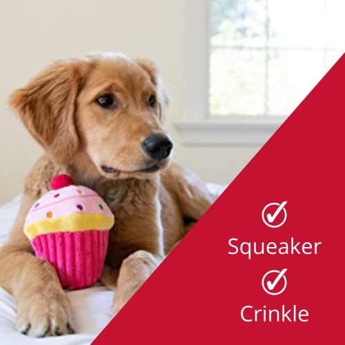 H&K para cães Power Pluxh | PuCcake rosa | Brinquedo de cachorro engraçado de aniversário | Brinquedo