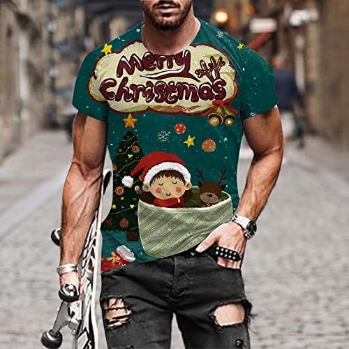 ZDDO Christmas Men's Designer T-shirts de manga curta, rua 3D engraçado Natal Santa Claus Tee ROVA FESTIDA