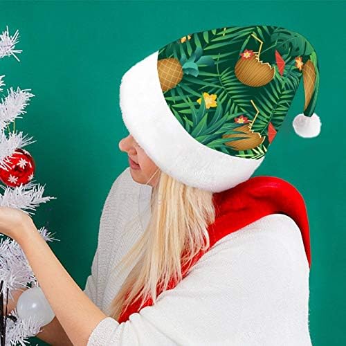 Chapéu de Papai Noel de Natal, abacaxi folhas de férias de natal para adultos, UNissex Comfort