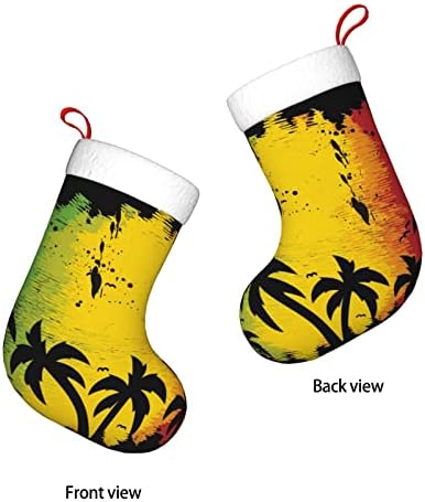 Meias de Natal Aunstern Hawaii Rasta Jamaica lareira de dupla face pendurada meias