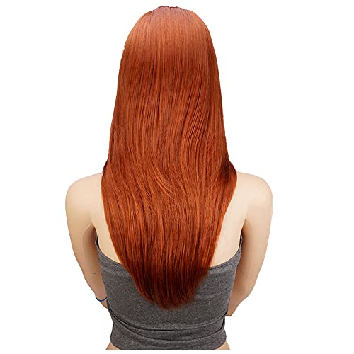Perucas de gengibre compridas perucas para mulheres perucas de cobre auburn perucas em camadas com franja