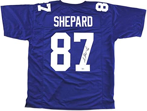 Sterling Shepard autografou/assinado em Nova York Blue Jersey