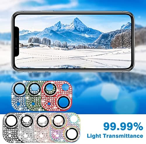 HSEFO para iPhone 13 e iPhone 13 Mini Camera Lens Protector, Bling 3D Rhinestone Sparkle Diamante