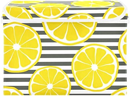 Innwgogo Lemons Bins de armazenamento com tampas para organizar cubos de cestas com cobertura com alças Oxford